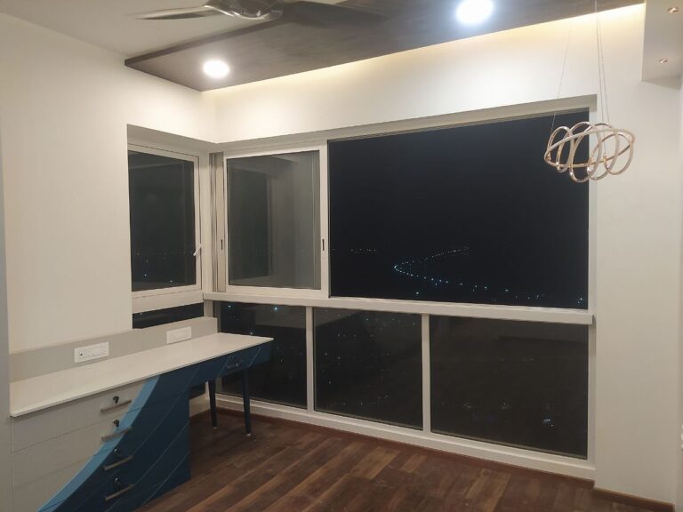 Built-in study table by a window