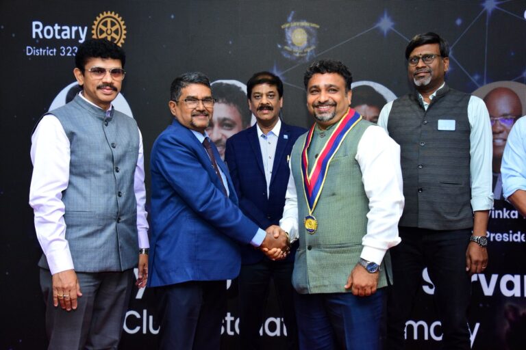 Rotary Club of Chennai Sarvam, honored on stage